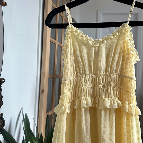 H&M Yellow Ruffle Choupette Chiffon Midi Dress - Picture 2 of 9